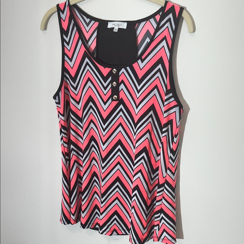 Pink and Black Chevron Tank Top